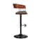 Armen Living Larisa Adjustable Walnut Wood Bar Stool in Black Faux Leather with Black Metal LCLABAWABLK - alternate 4